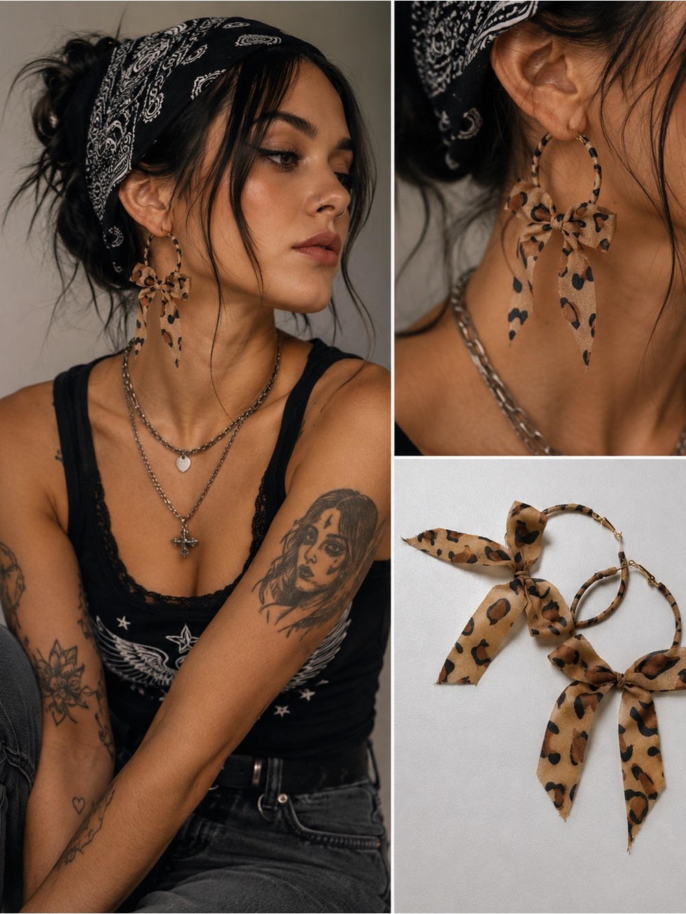 Torrid Leopard Bow Hoop Earrings Animal Print Statement Earrings NWOT